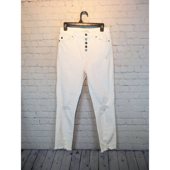 Kancan stretchy high-rise, white ankle skinny jeans 7 - Picture 1 of 5